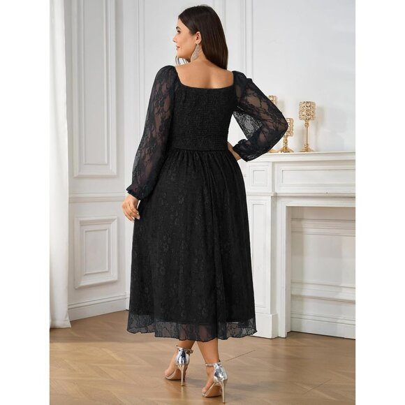Plus Size Wedding Guest Dress Long Sleeve Lace Maxi Elegant Formal - Picture 4 of 5